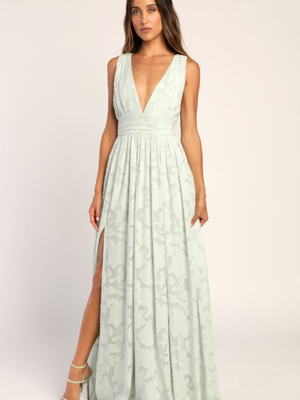 Lulus Sweet Sophistication Sage Green Burnout Floral Maxi Dress - Size L